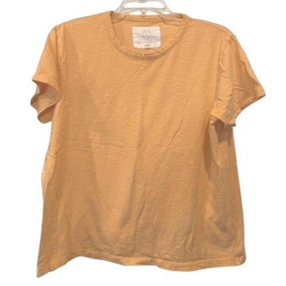 Printfresh Womens XL Apricot Orange Cotton Slub Tee Shirt Short Sleeve Crew Neck